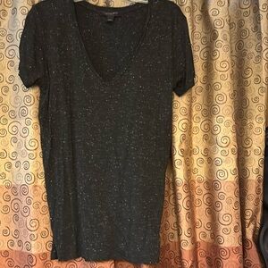 All Saints Black sparkle short sleeve V neck T shirt size Medium